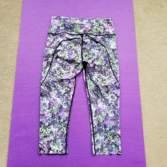 Lululemon Fast & Free Crop II Nulux 19" Vivid Vision Multi Black, size 8 - Picture 5 of 10